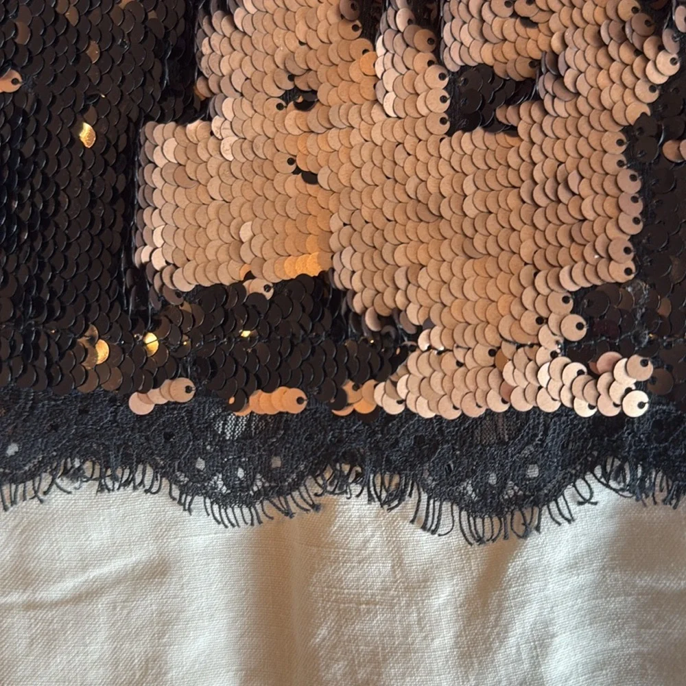 Free People Seeing Double Sequin Slip mini dress lace rose pink black - Picture 11 of 12